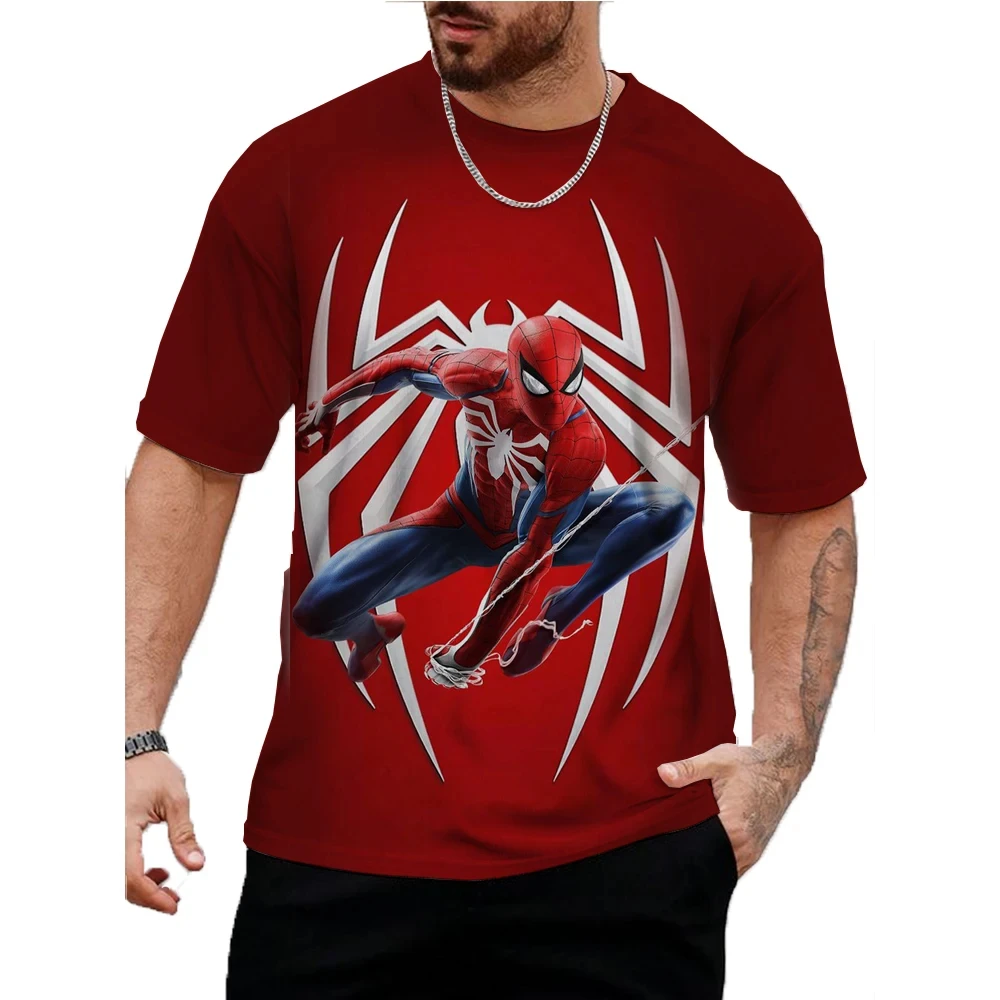 Marvel Summer Men Spider-Man T-Shirt Marvel Comics Tops Tees Male Casual Stylish Short Sleeve Clothing Fashion Trend Streetwear