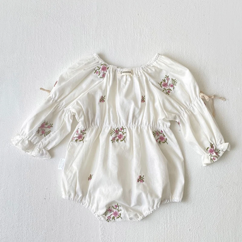 2024 New Autumn 0-24M Children Clothes Infant Baby Girls Jumpsuit Long Sleeved Cotton Embroidery Newborn Baby Girls Bodysuits