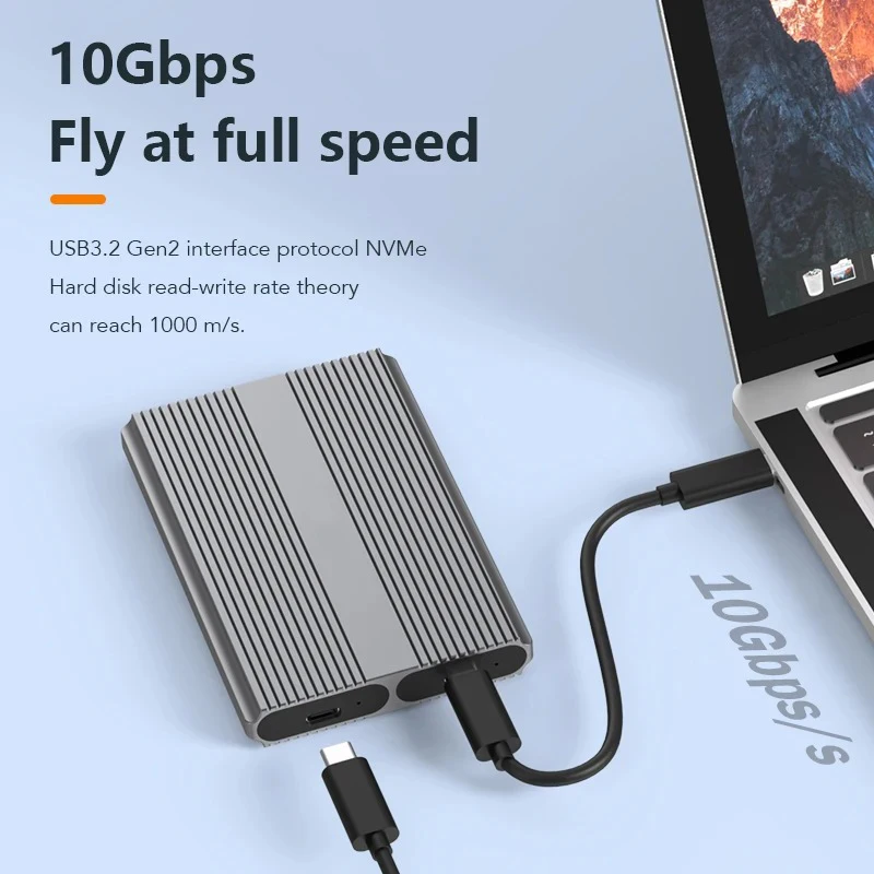Carcasa Dual Bay NVMe SATA SSD M.2 caja de disco duro Dual NVMe 10Gbps USB C 3,2 GEN2 adaptador de caja de disco duro externo de aluminio