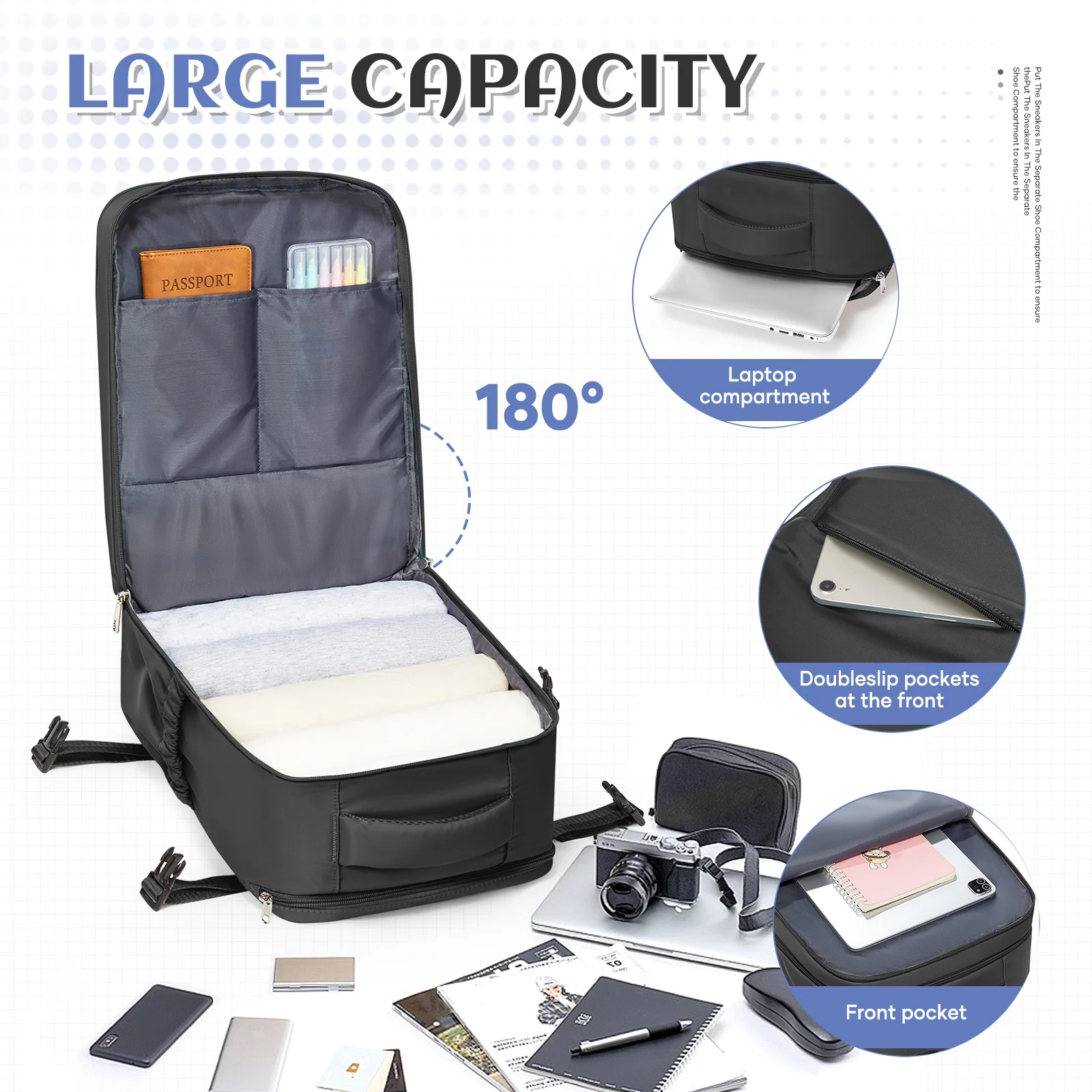 حقيبة يد Ryanair مقاس 40 × 30 × 20 حقيبة كمبيوتر محمول Aircraft Cabin Max مقاس 14 بوصة للجنسين حقيبة نهارية للأعمال للرحلات القصيرة، حقيبة ظهر للسفر #3