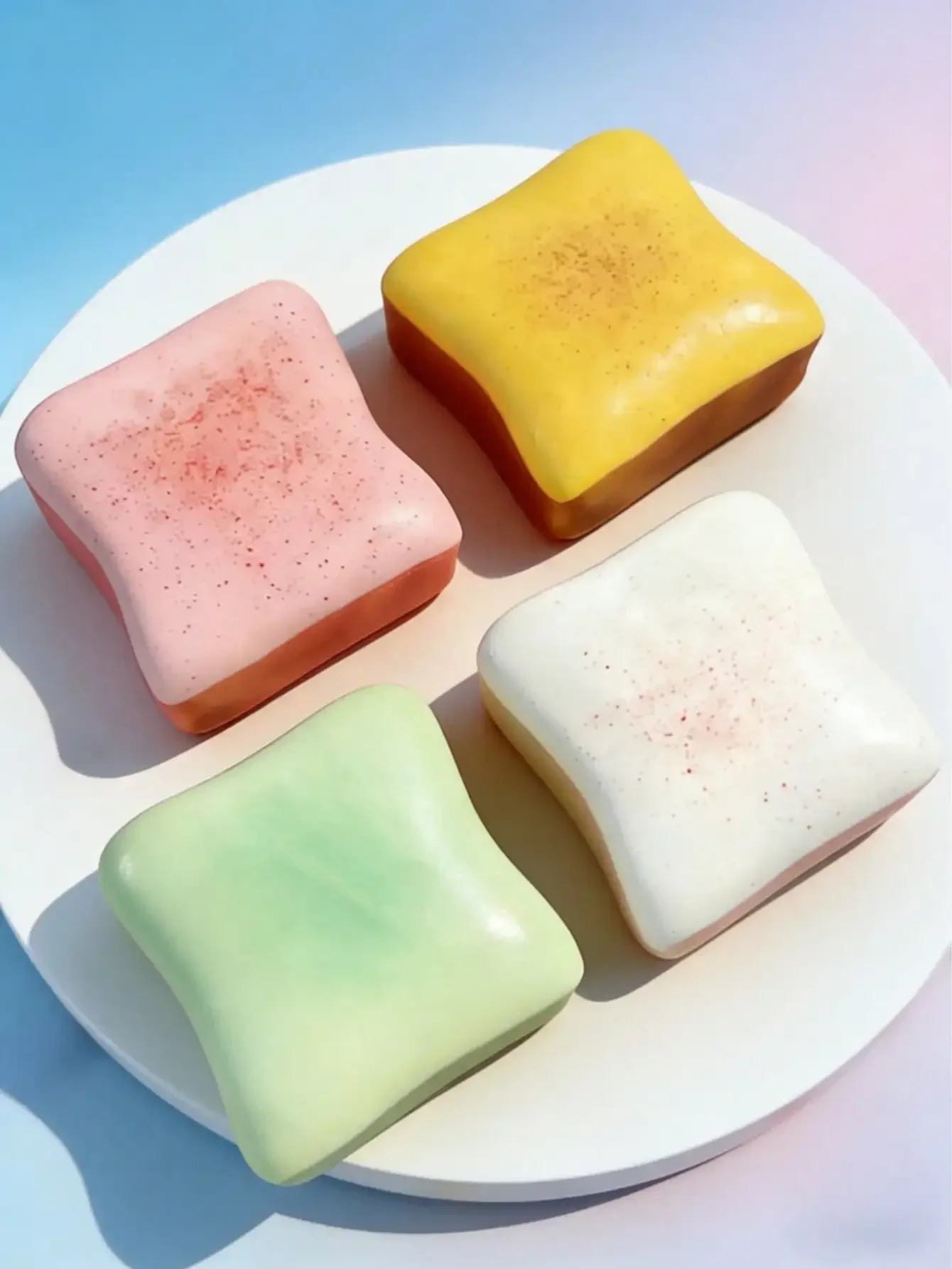 1 Unidade Brinquedo Squishy Super Macio em Formato de Pão de Manteiga, de Subida Lenta, Brinquedo Sensorial Anti-stress para Alívio de Estresse e Ansiedade, Decoração para Mesa de Escritório, Comida Falsa Fofa, Ornamento Artesanal para Mesa, Presente