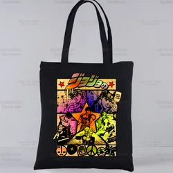 JOJO Kujo Jotaro Özel Tote Çanta Alışveriş Siyah Unisex Seyahat JOJO'nun Tuhaf Macera Kanvas Çantalar Eko Katlanabilir Alışveriş Çantası