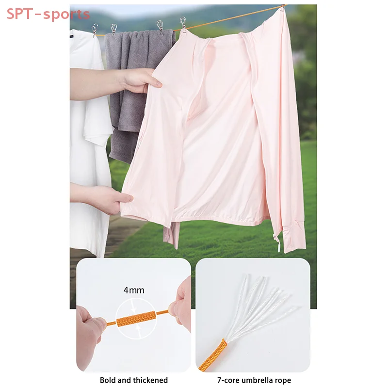 

Portable Travel Clothesline Cord, Adjustable 33ft Camping Clothes Line, Laundry Drying Rope For Hotel Trip