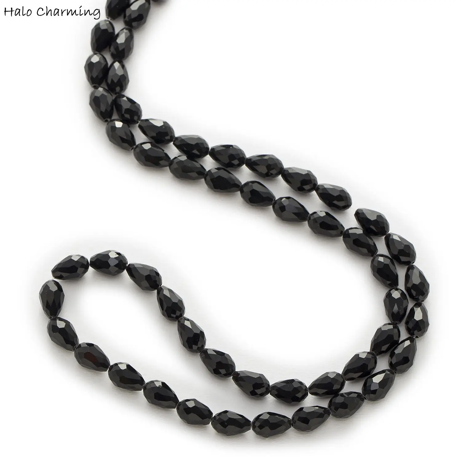 50 قطعة المسيل للدموع قطرة الأسود كريستال زجاج فاصل فضفاض الخرز المعلقات سوار أقراط DIY بها بنفسك مستلزمات صناعة المجوهرات اكسسوارات 12x8mm #3