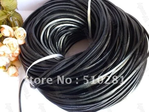 100m  3mm Black Color Jewelry Flat leather cord