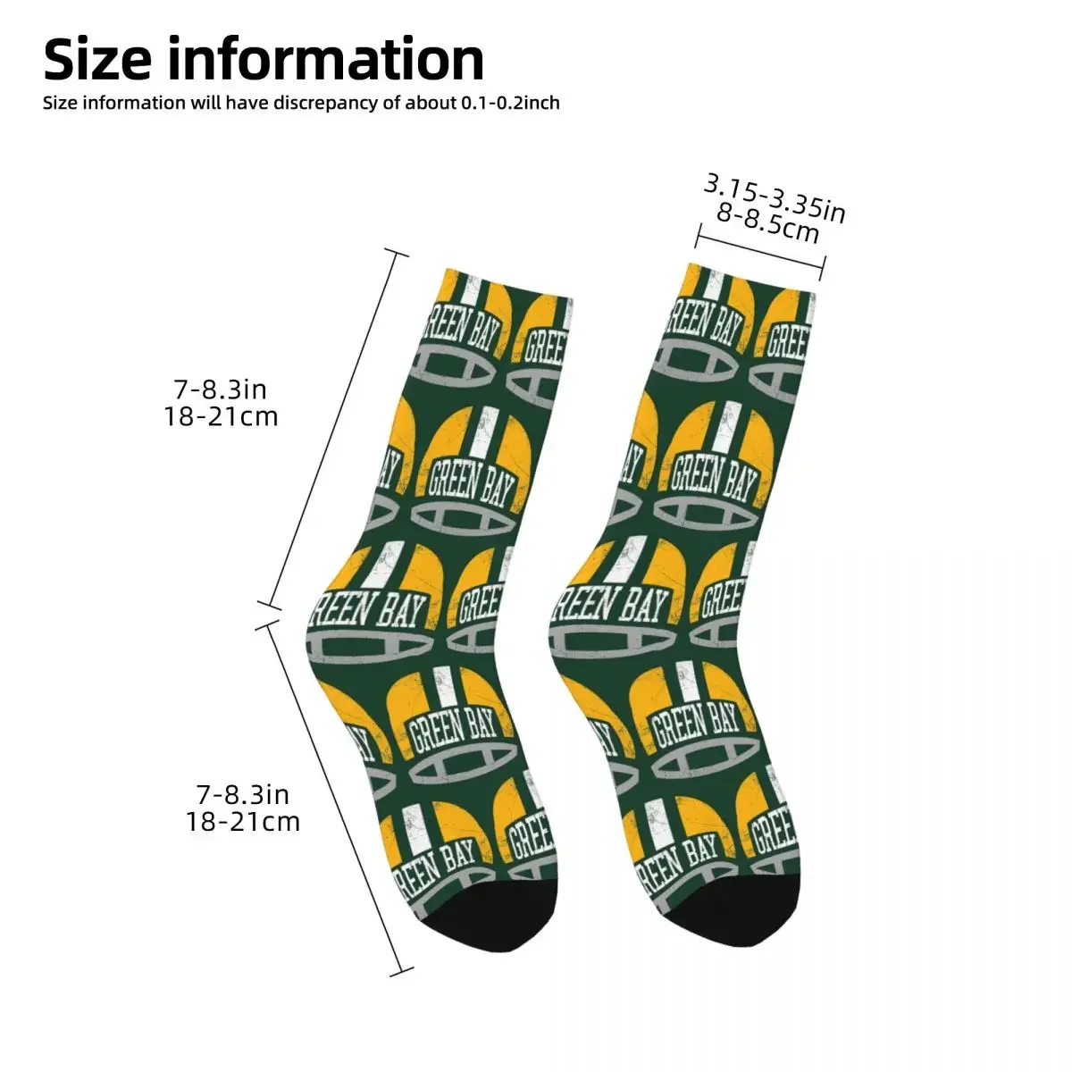 Green Bay Retro Helmet - Green Socks Harajuku Sweat Absorbing Stockings All Season Long Socks Accessories for Man's Woman Gifts