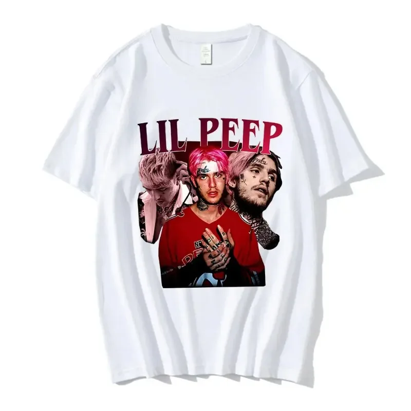 Fashion Lil Peep Rap Pattern Printed T-shirt Fun Retro Hip Hop T-shirt Casual Short Sleeve T-shirt Gothic Street Top