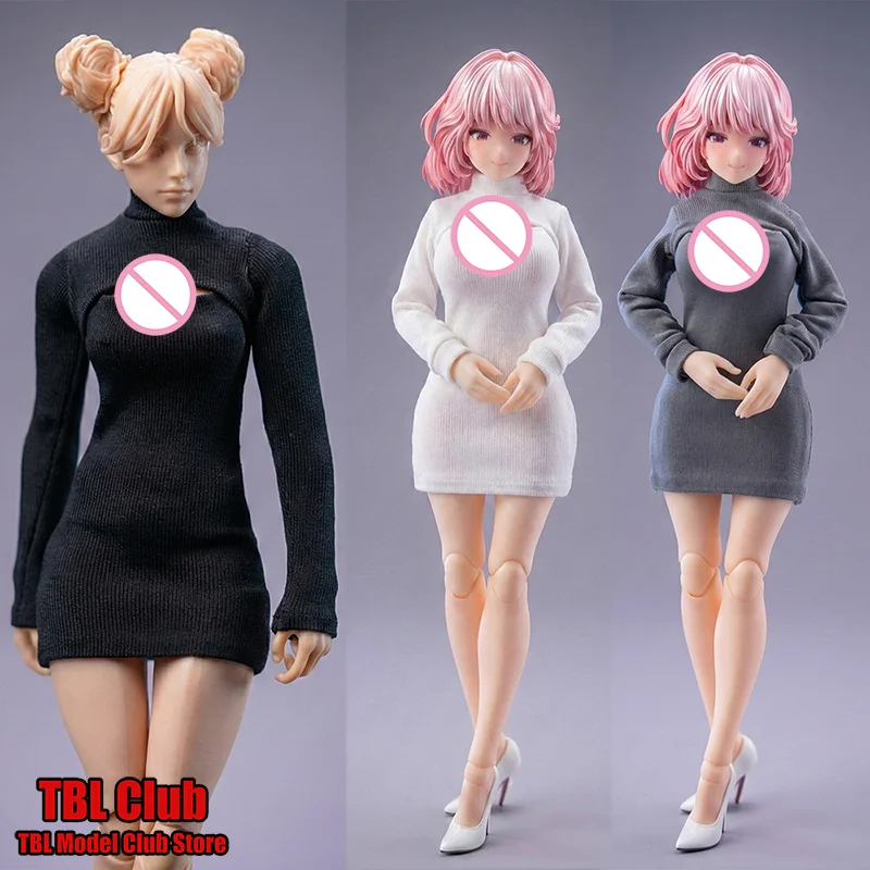 

In Stock 1/12 Scale High Neck Short Sweater Dress With Open Chest Details Design Female Clothes For 6-inch Soldier Action Figure