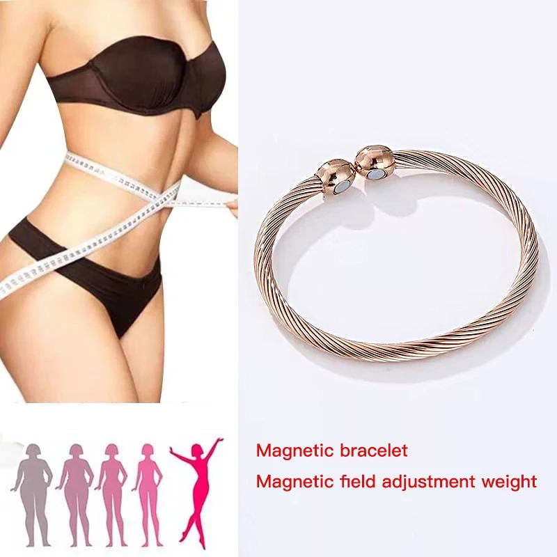 Cross-border stainless steel magnetic bracelet magnetic therapy open stop snoring bracelet double  fat control  jewelry