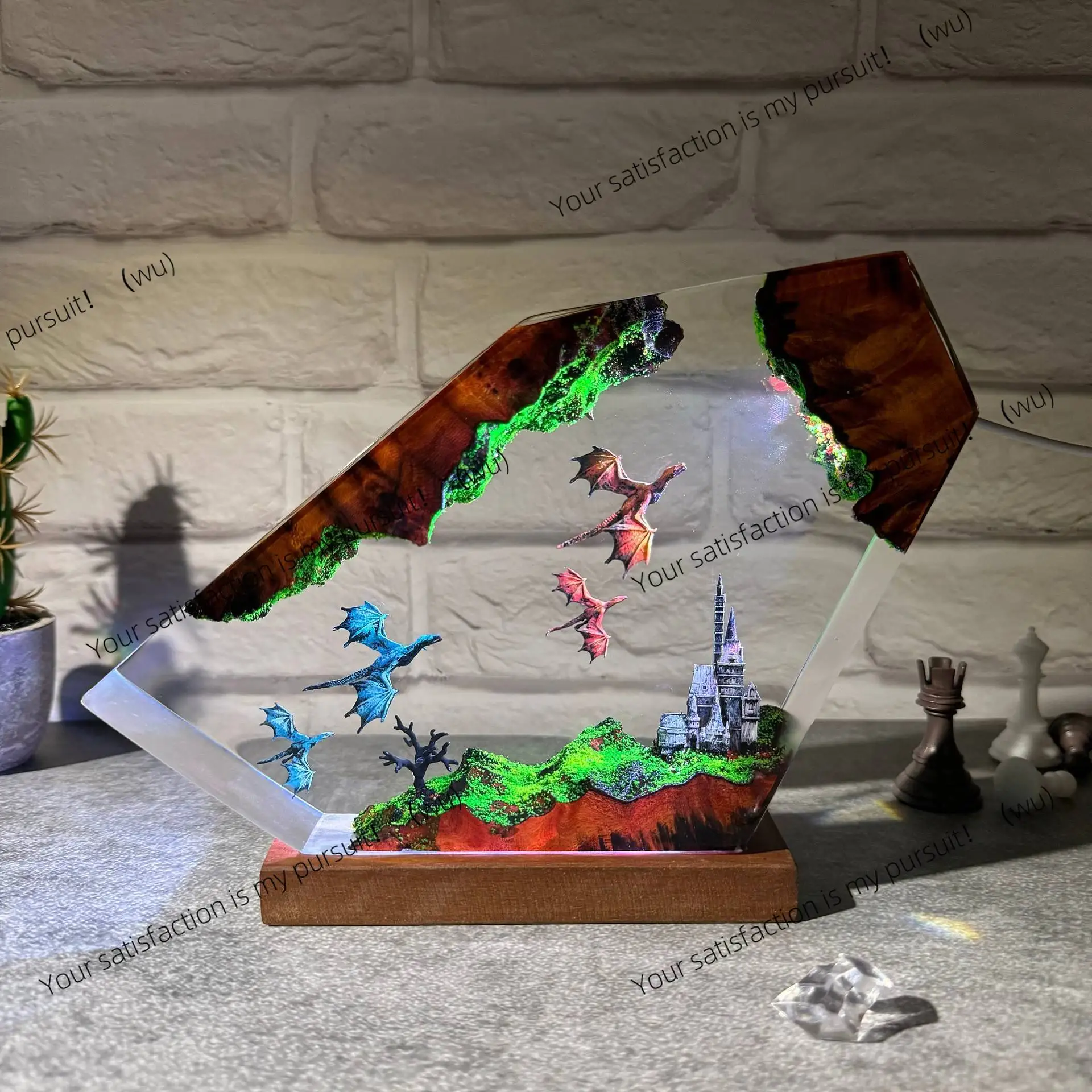 Resin night light fire dragon and ice dragon resin craft resin gifts exquisite decoration