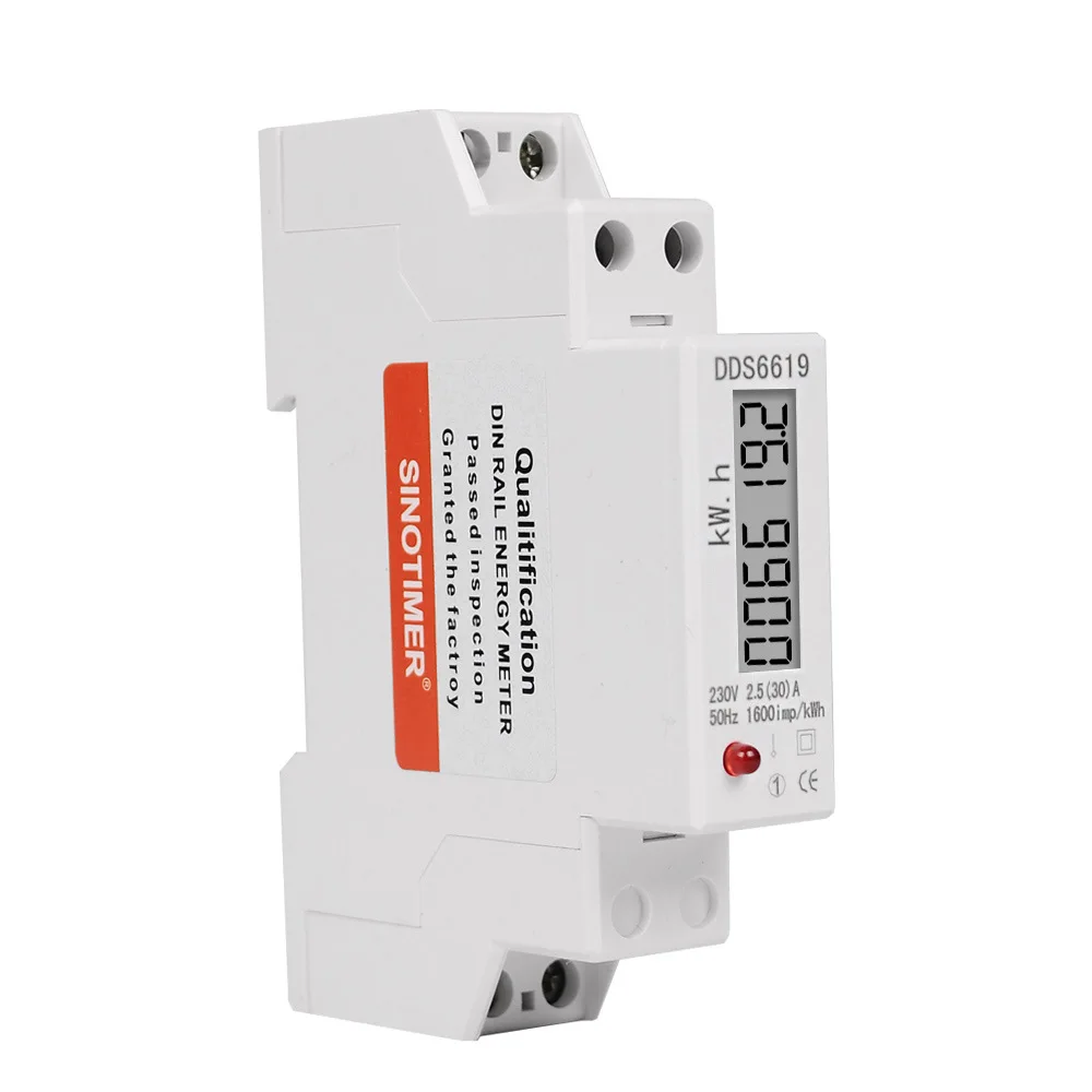 DDS6619-002 Rail Type Electric Energy Meter 1P 30A 60A 230V Watt-hour Meter Digital Display Single-phase Energy Meter Tester