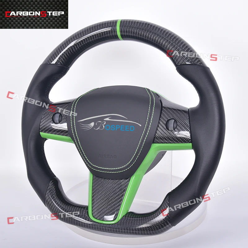 

New Style For Tesla Model X S 3 Y Yoke Carbon Fiber Steering Wheel Sports Car LED Custom Heating Suede Leather Upgrade