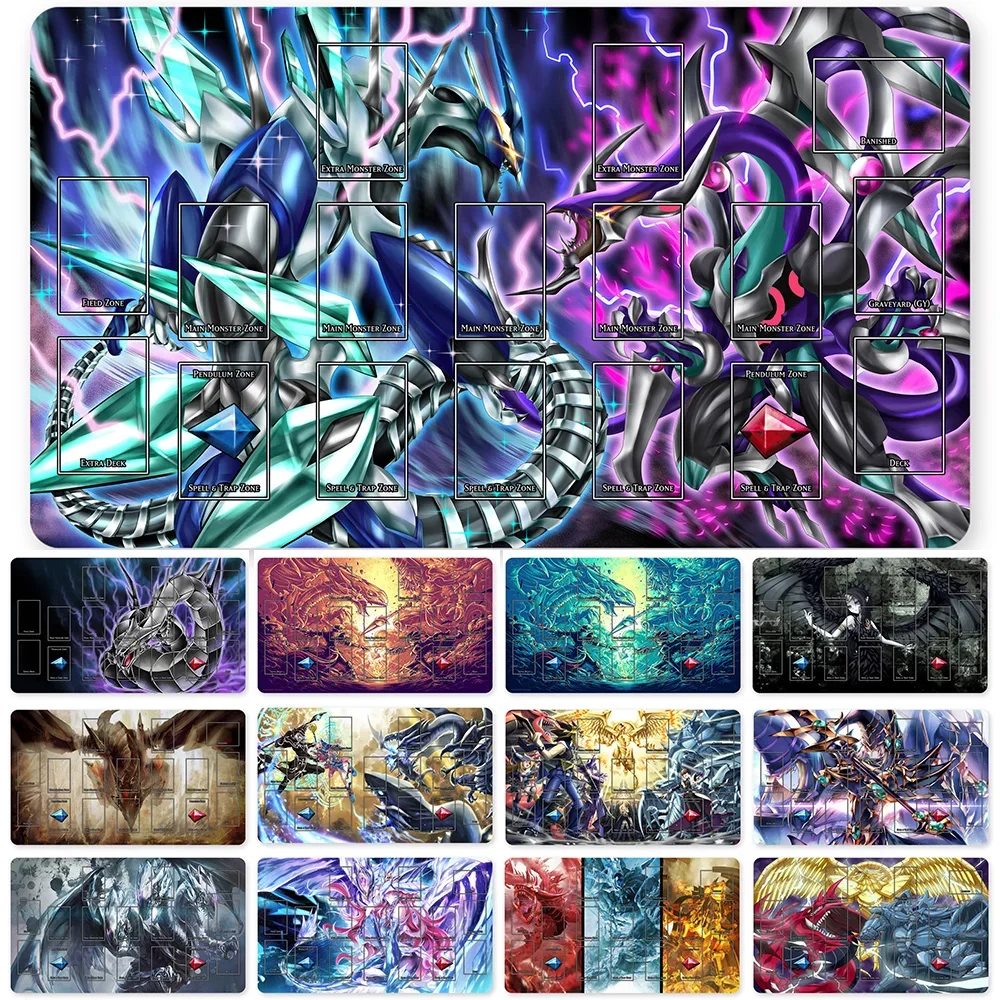 

YuGiOh Playmat Blue-eyes Ultimate Dragon Dark Magician Duel Monsters Playmats Compatible for OCG TCG + Free Bag - ygo (29)