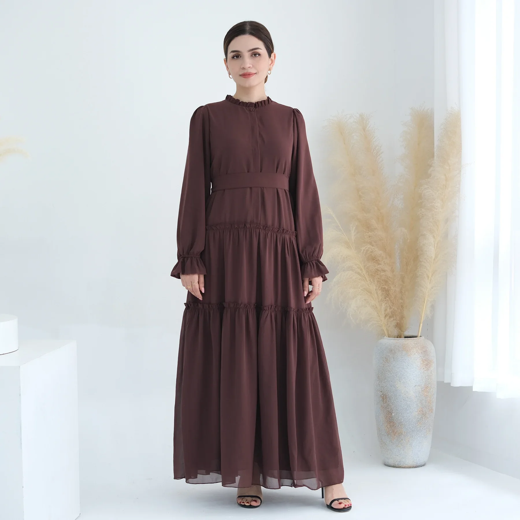Muzułmańskie kobiety Warstwowa sukienka Maxi Ramadan Eid Kebaya Kaftan Marocain Kaftan Dubaj Turcja Szata Saudyjskoarabski Abaya Islamski Jalabiya
