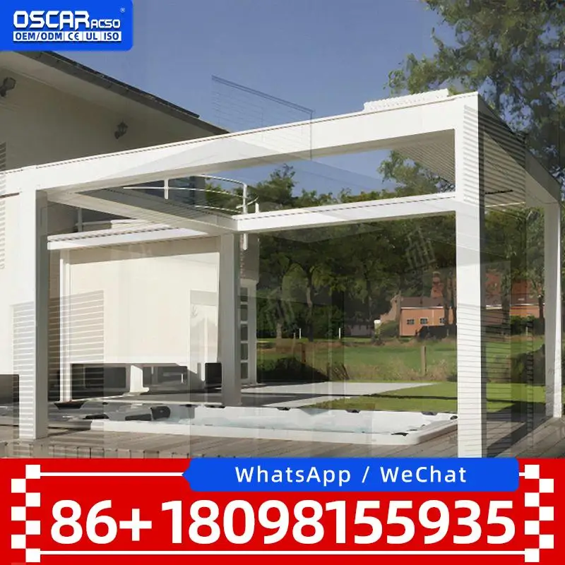 Polycarbonate Flat Aluminum Frame Sunroom Swimming Pool Enclosure for Garden Outdoor Warehouse Hotel in American Style  pergolas