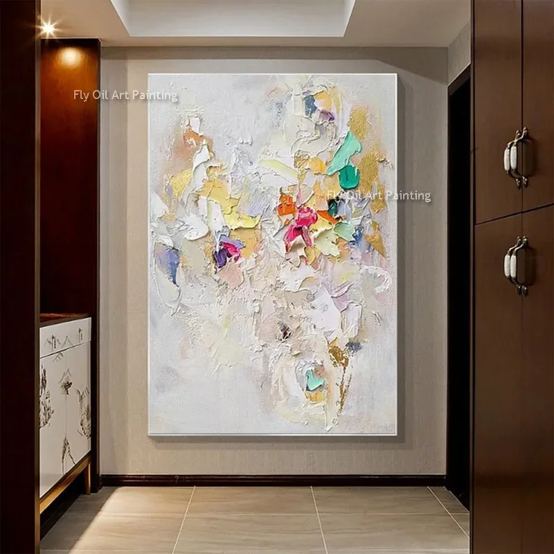 Abstract Oil Painting on Canvas Handmade Modern Bright Color Abstract Painting Colorful Landscape Picture Home Wall Hotel Decor