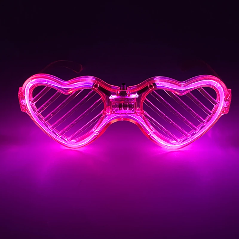 Hot Sale Flashing Neon Disco Glasses With Light Heart-shaped Luminous LED Party Glasses Bar Birthday Glowing Glasses Club Props