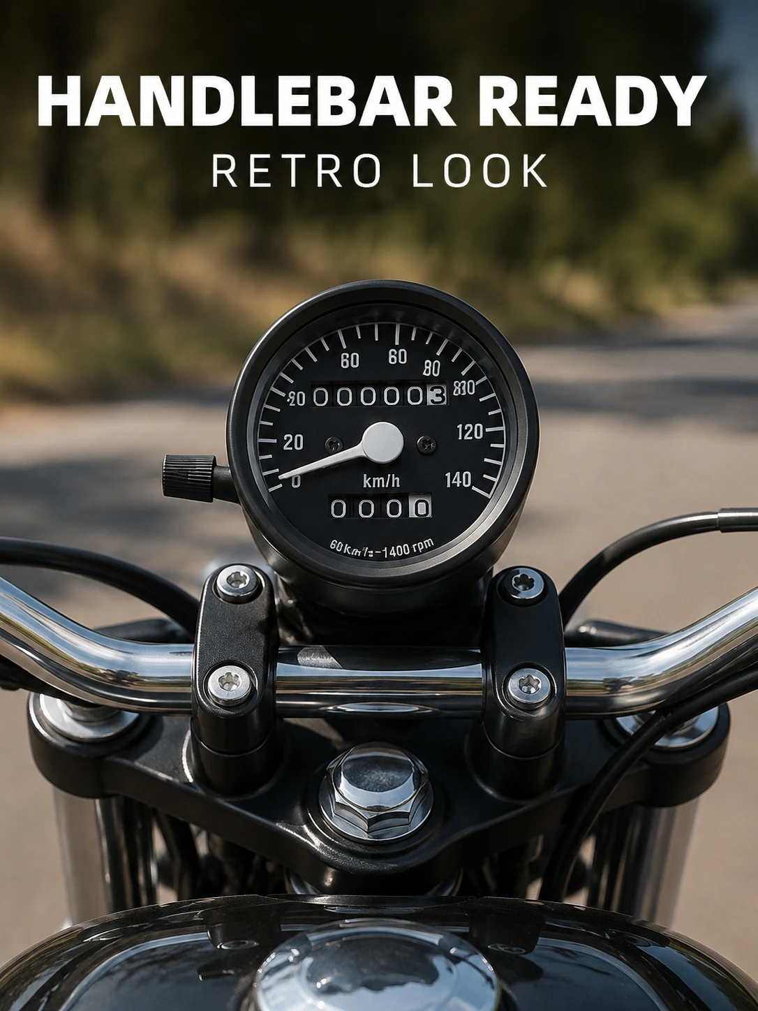 Vintage Motorcycle Round Mechanical Speedometer Dual Mileage Counter LED Blue Backlight for Cafe Racer Chopper Custom Bike