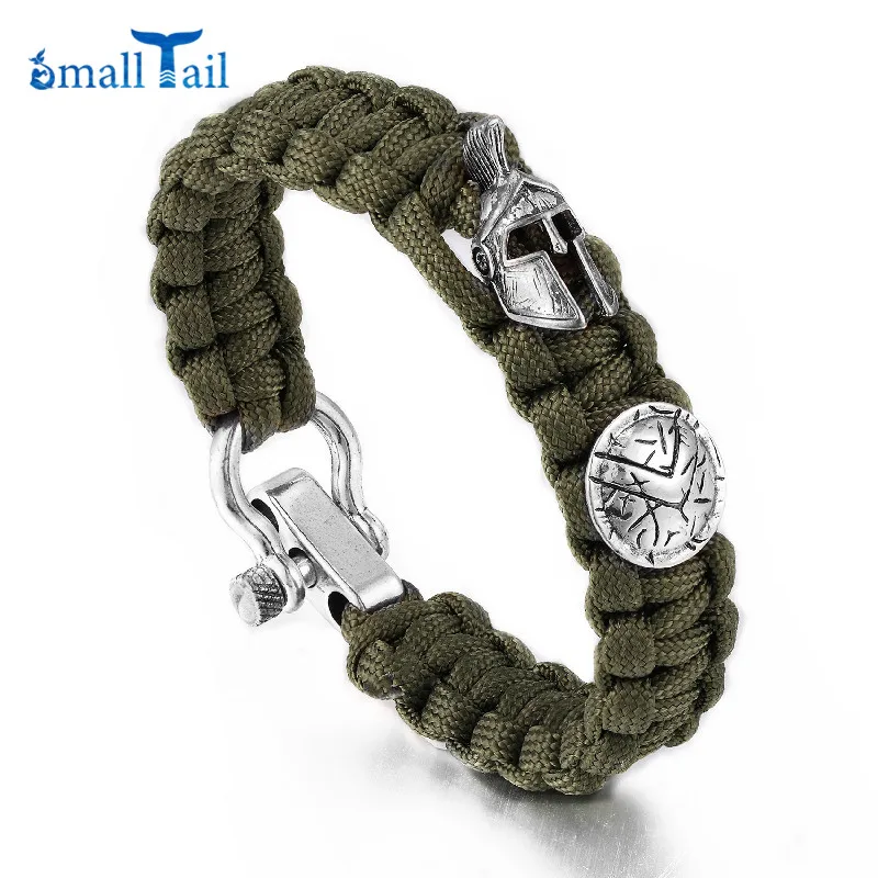 Norse Vikings Spartan Warrior Bracelet Men Adjustable Shackle Buckle Bracelets Camping Emergency Survive Paracord Accessories