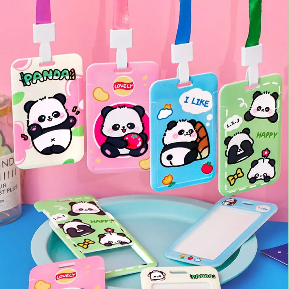 Panda Printing Lanyard Card Cartoon Professional Useful Multifunction Wear-resistant Card Cover Badge Holder