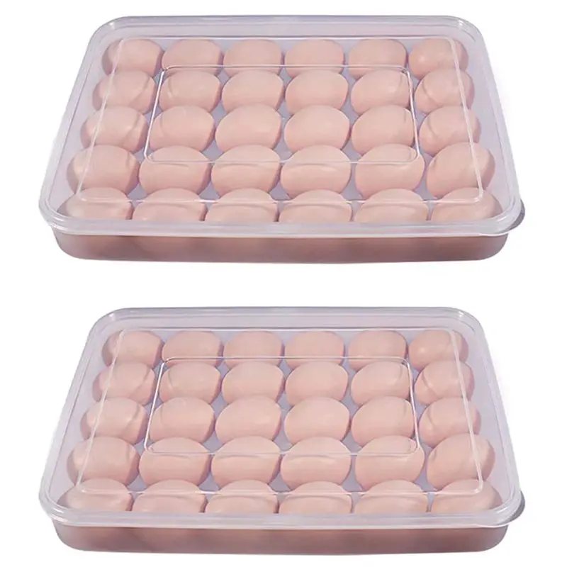 AT21-Egg Container, Refrigerator Deviled Egg Tray Carrier With Lid For 60 Eggs - Plastic Fridge Stackable Portable 4 Pack