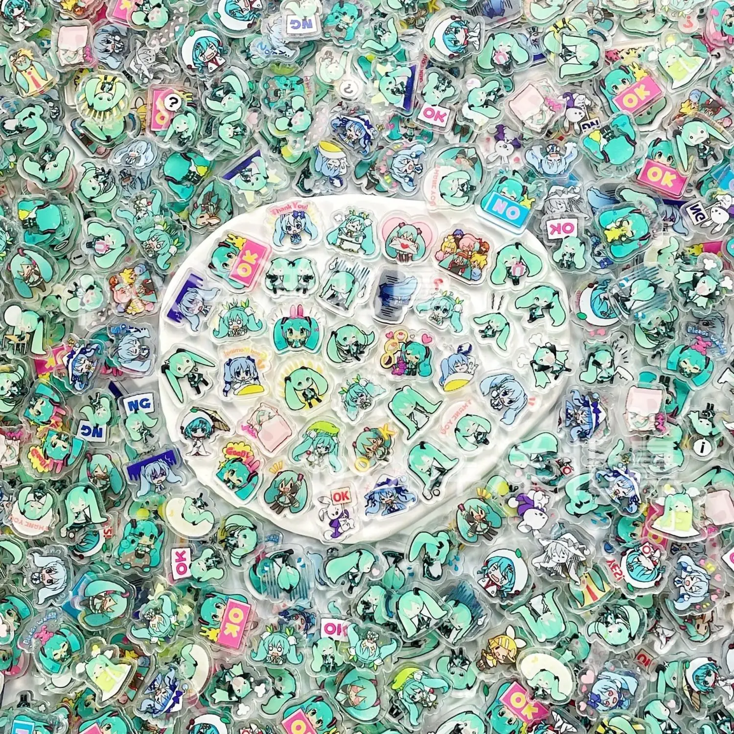 1cm 2cm 4cm single-layer Hatsune Miku acrylic pieces for DIY handmade hair clips and rings, free extras, gift for friends view 3