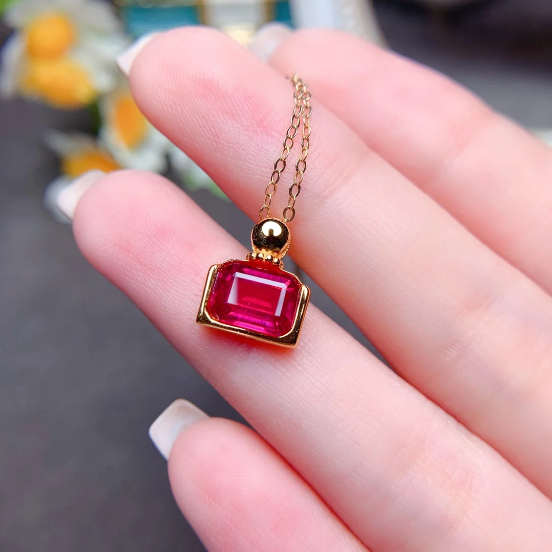 925 sterling silver pendant necklace ruby pendant beloved ruby gemstone statement necklace women's wedding luxury jewelry