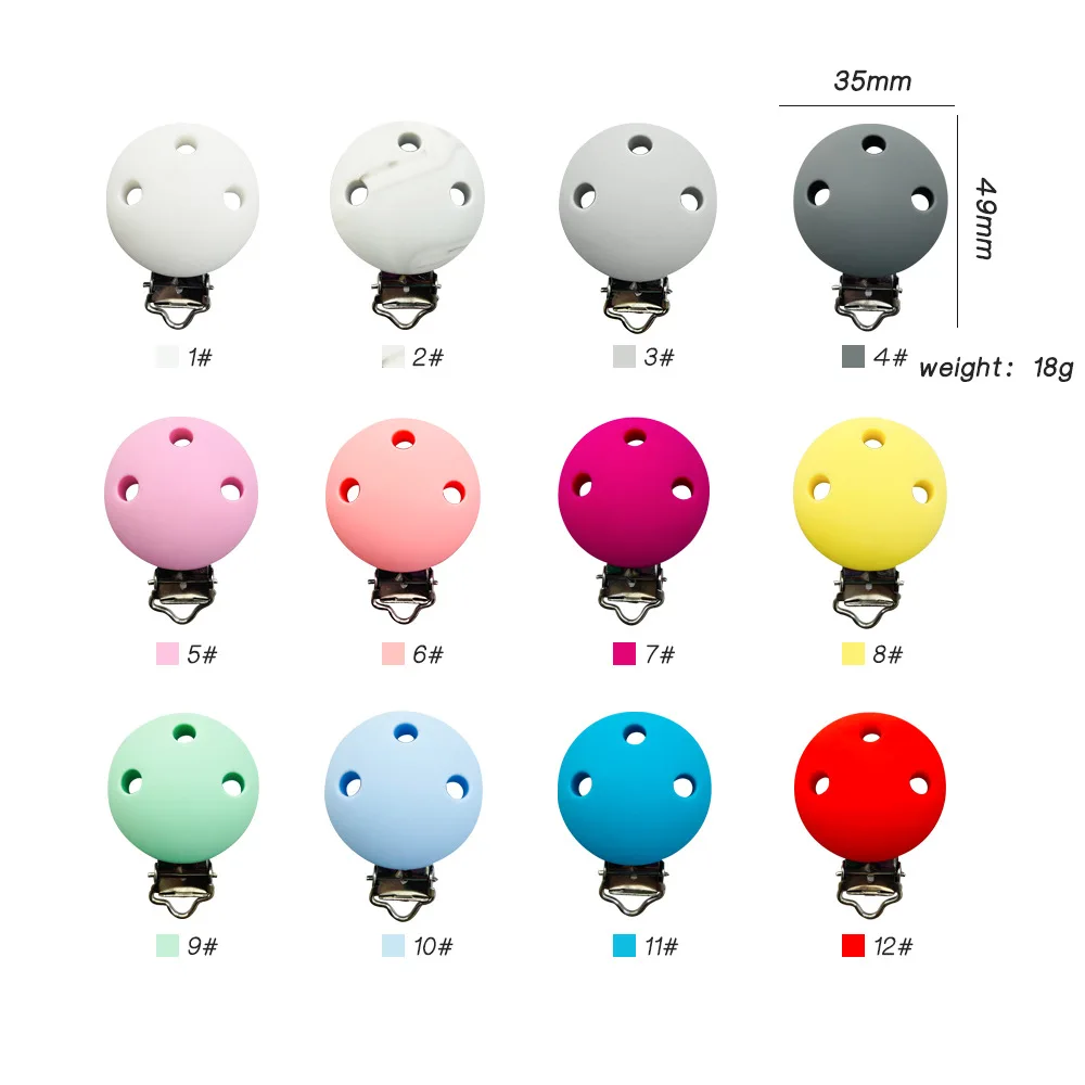 1pcs 35MM round Silicone clip Silicone Baby DIY Pacifier Chain Clips Toy Jewelry Accessories