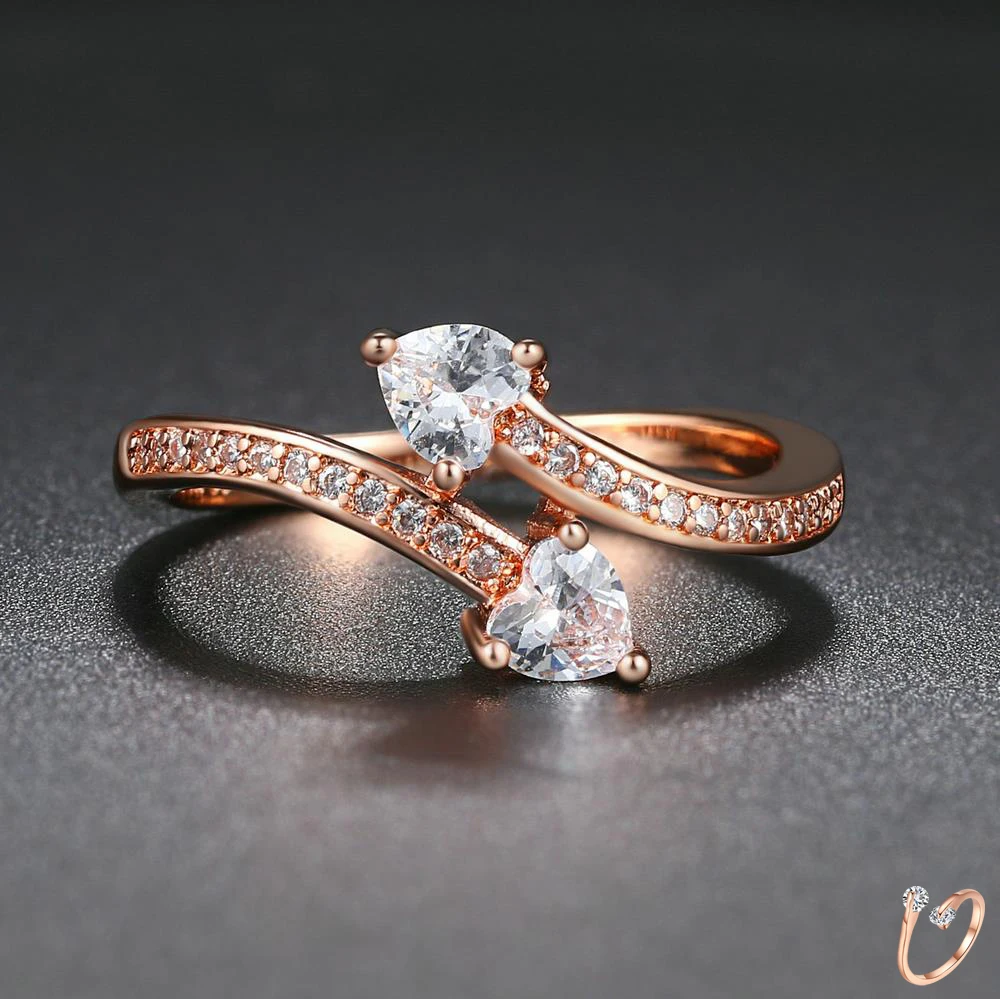 Romantic Dainty Heart Ring For Women Arrow Shaped AAA+ Cubic Zirconia Rose Gold Color Special Gift Fashion Jewelry DFR834