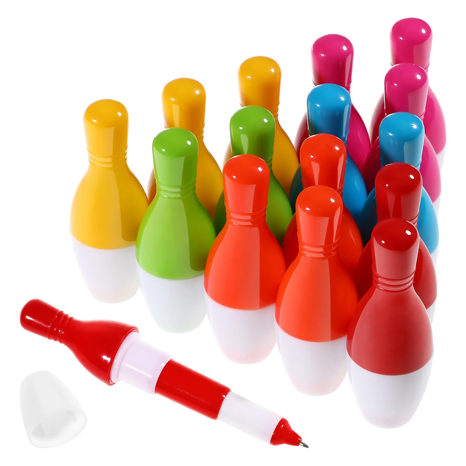 15 Pcs Bowling Kawaii Stationerys Funny Retractable Bowling-Pin Shaped Novelty Kawaii Stationerys School Supplies