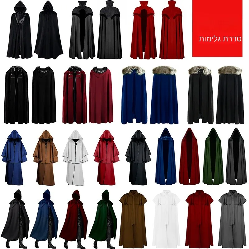 

New Christmas Party Medieval Double Layer Embroidered Button Stand Collar Vintage Shawl Wrap Robe Women's Ethnic Stage Costume