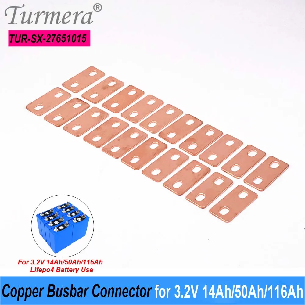 Turmera 12V 48V Busbar Lifepo4 Battery Copper Connecter Hole to Hole 27mm 1.5mm 300A Use in 3.2V 14Ah 50Ah 118Ah Lifepo4 Battery