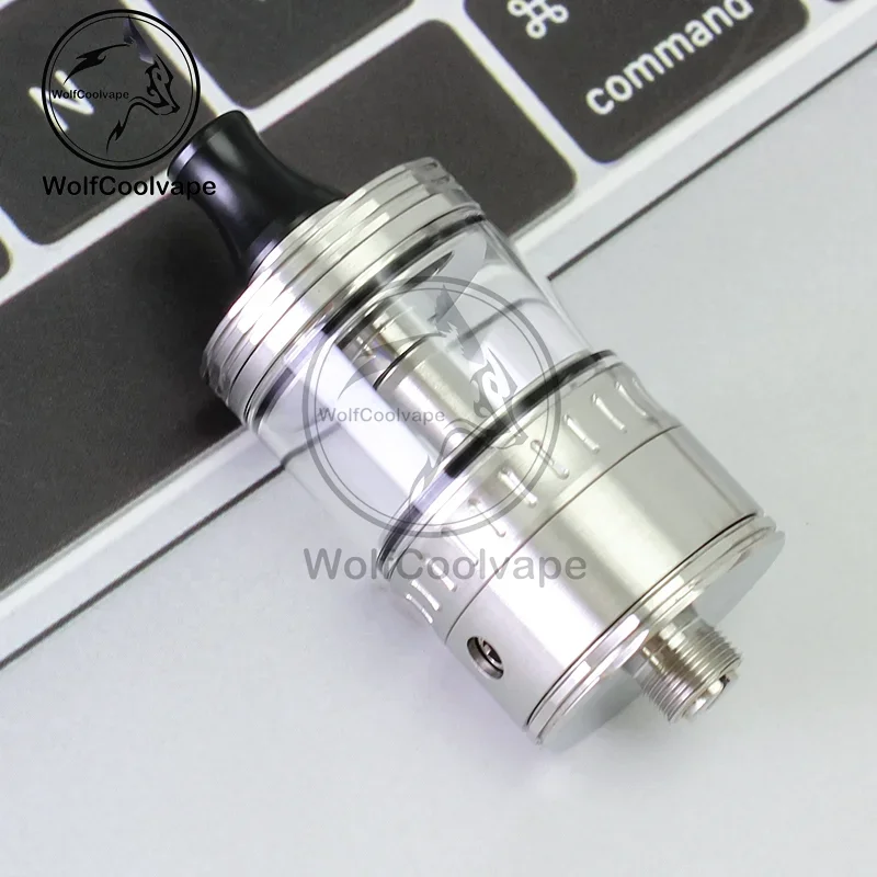 Wolfcoolvape NOLA RTA خزان قابل لإعادة البناء 22 مم 3.2 مل رذاذ فضي مع دبابيس هواء 0.8-3.5 مم لتجربة Vaping MTL وDL