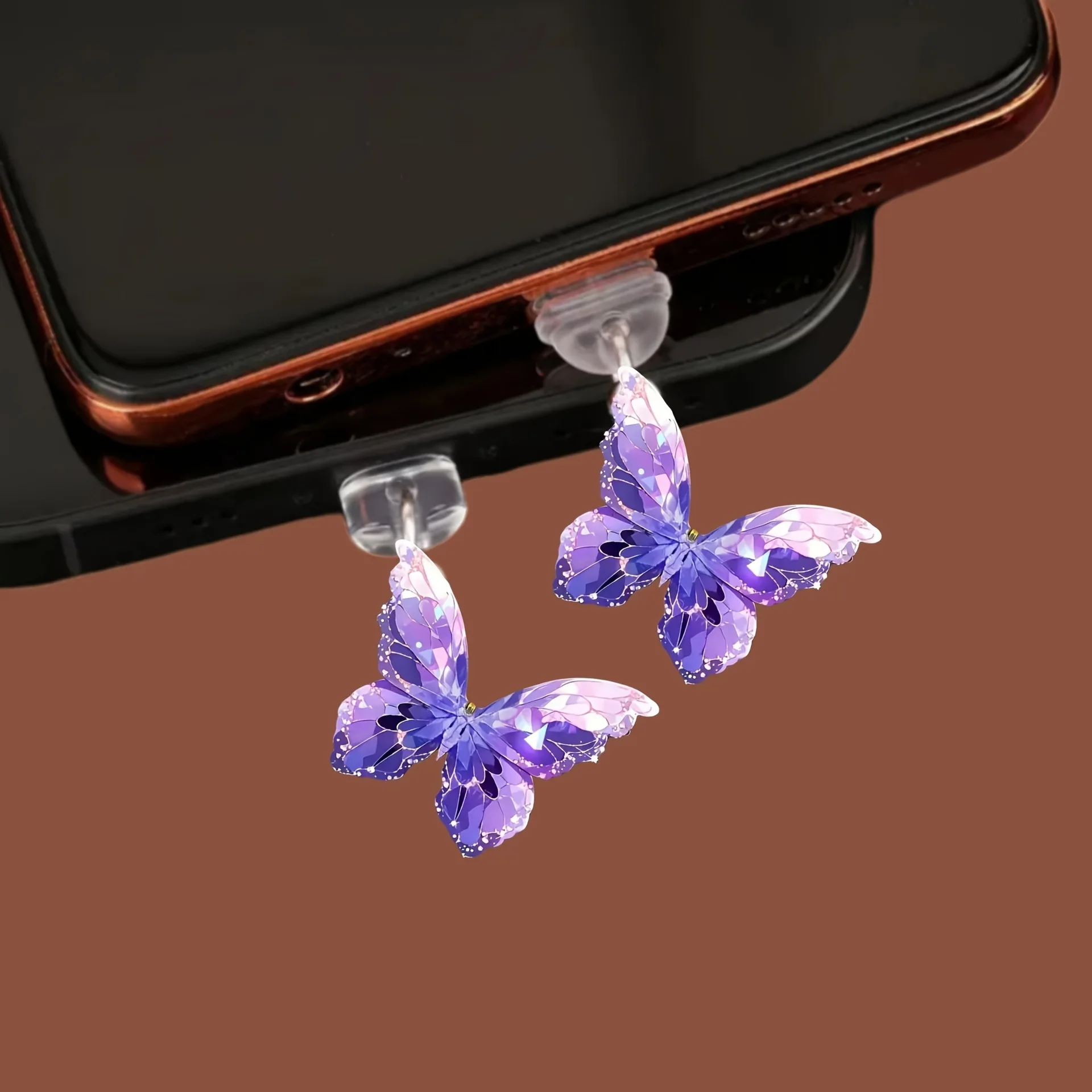 الاكريليك فراشة الغبار المكونات عالية الجودة الكرتون الهاتف الغبار التوصيل نوع-C الغبار التوصيل قلادة ديكور لملحقات الهاتف