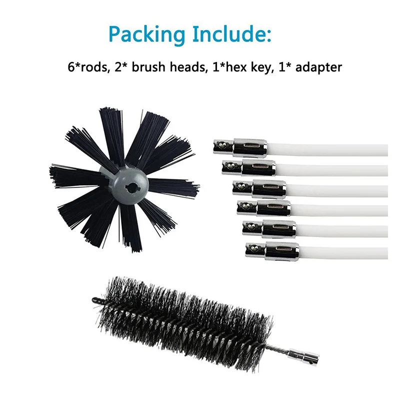 Indoor Chimney Cleaner Household Cleaning Replacement Brush Head Adapter Sweep Rotary Fireplaces Inner Wall Cleaning Brush Clean