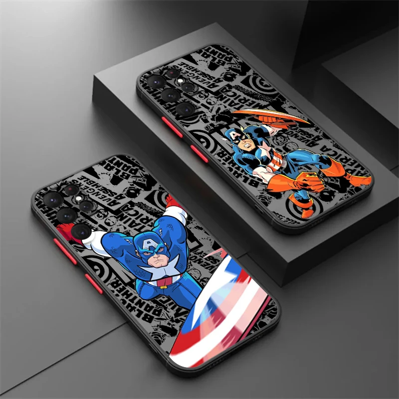 

Marvel Captain America Frosted Translucent For Samsung A53 A52 A33 A32 A51 A71 A21S A13 A73 A50 A22 A12 5G TPU Phone Case