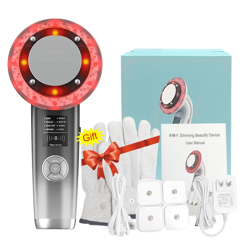 

8 IN 1 Ultrasound Cavitation Machine Facial RF Infrared EMS LED Light Body Slimming Vibrating Massager Anti-Cellulite Fat Burner