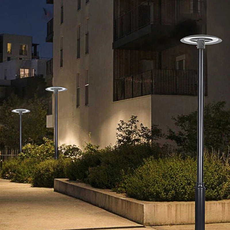 Modern Simple Creative Design Round Aluminum Led Street Lamp Cap Gray Courtyard Commercial Area Green Belt Ip65 Waterproof Light