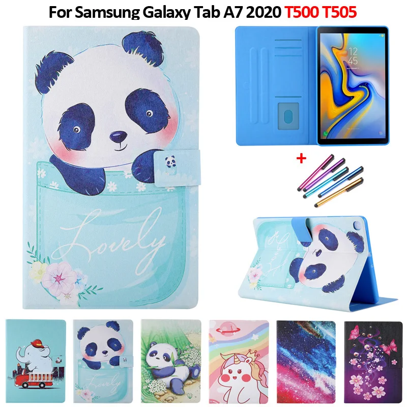 Tablet For Funda Samsung Galaxy Tab A7 2020 Case 10.4  Lovely Panda Wallet Stand Cover For Galaxy Tab A7 Case sm t500 t505 t507