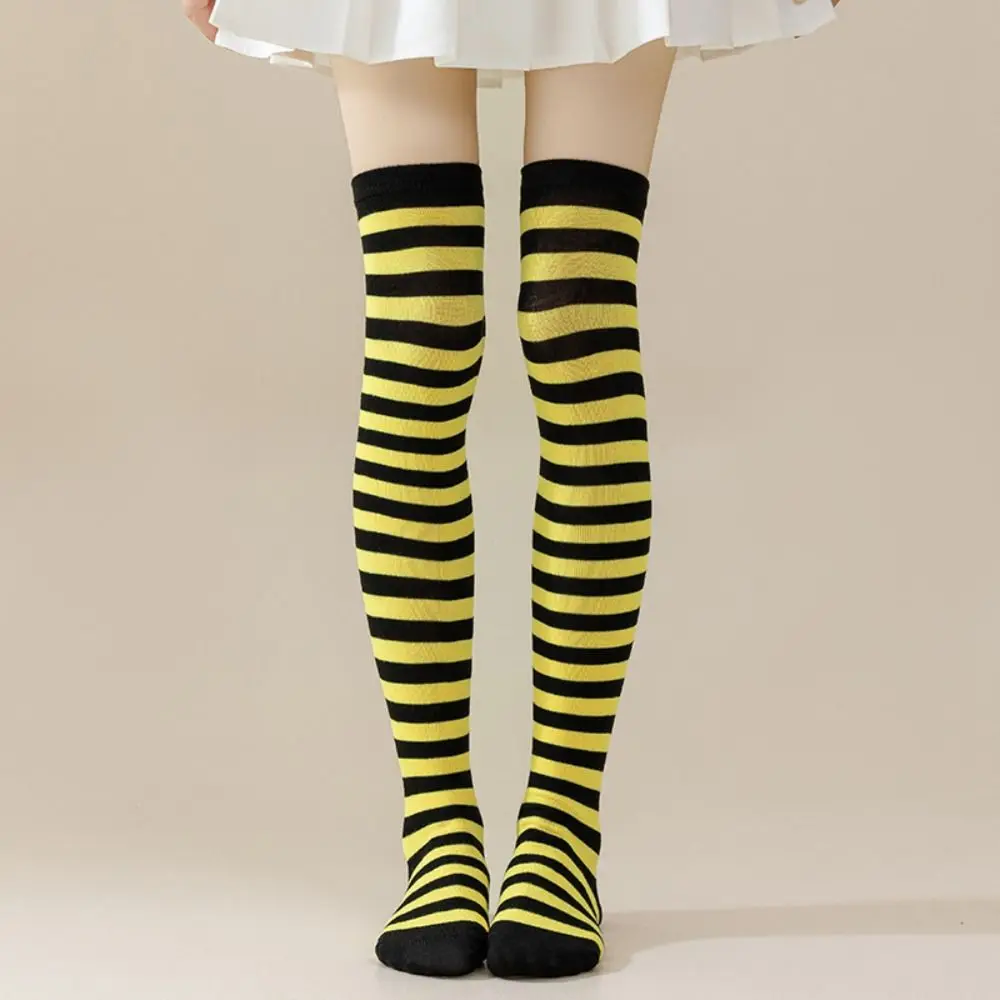 هدية الكريسماس الدفء جوارب مخططة ملونة تمتص العرق لينة مخطط الجوارب الطويلة فوق الركبة لطيف فوق جوارب طويلة فتاة #5