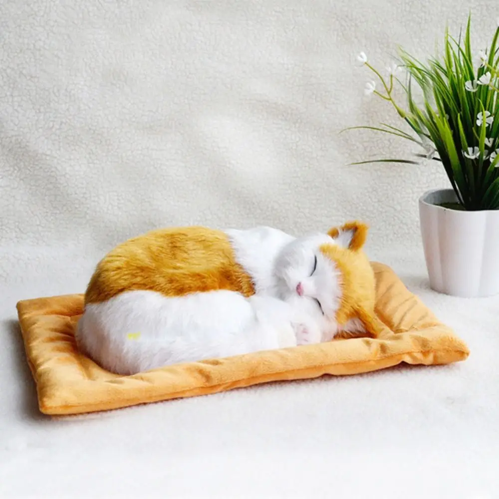 Creative Realistic Home Decor Breathing Cat Sleeping Dog Handicraft Simulation Animal Stuffed Toy Plush Ornament Electronic Pet