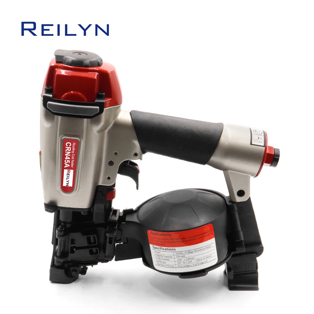 Reilyn Roofing Nail Gun CRN45A Big Cap Coil Nailer for Roof 32mm Asphalt Shingles Pneumatic Nailer Tool