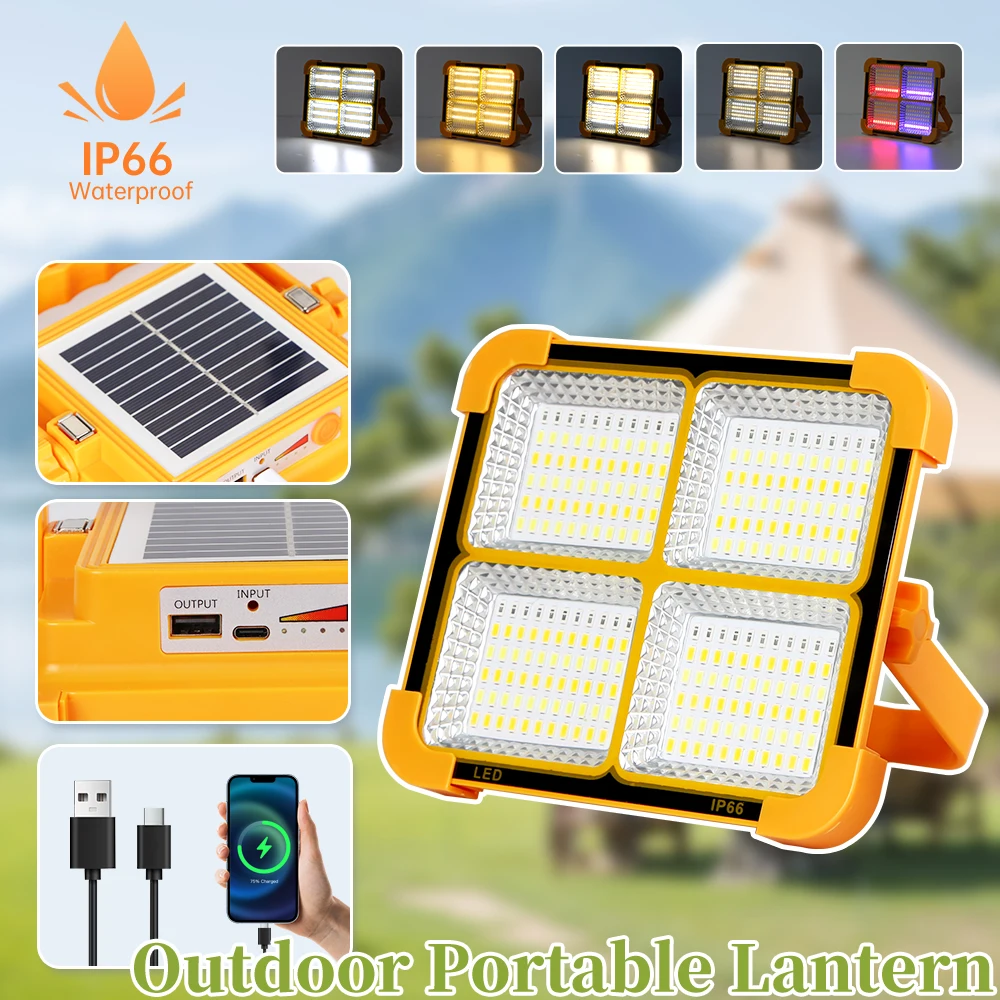 Portable Solar Outdoor Light Rechargeable Emergency LED Lamp with USB Port Sunlight Lantern Parkside Travel Hike Camping Lights