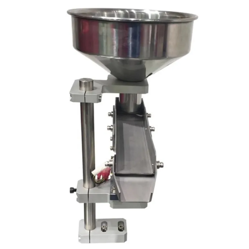 YQ-190 Vibrating Disk Silver Vibrating Disk Stainless Steel Hopper Rotary Adjustment Feeder Vibrating Disk Storage Silver