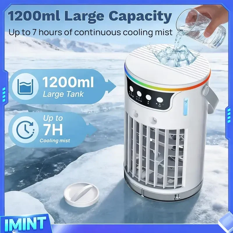 Portable Air Conditioners Fan, 1200ML Personal Evaporative Air Cooler with Water Tank, Ice Cooling Fan, Mini Desk Swamp view 3