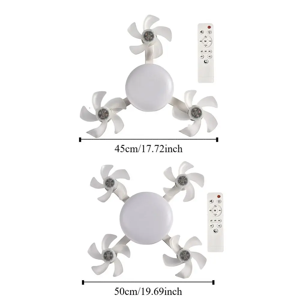 2 in 1 Ceiling Fan 3 Gears Dimming Remote Control Electric Cordless Fan Quiet Universal Hanging Fan with LED Light Dining Room