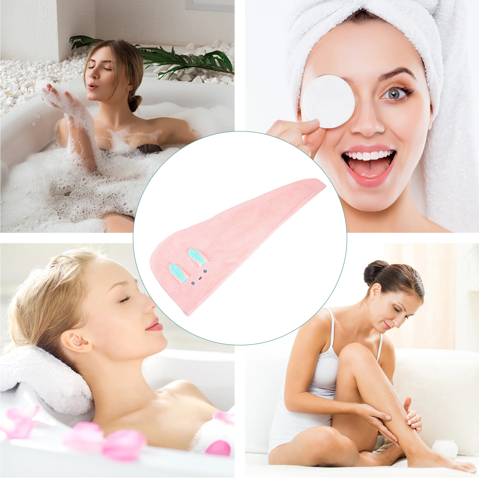 

Dry Hair Cap Cartoon Rabbit Ears Soft Absorbent Cotton Towel For Women Shower Bathing Supplies Home Textile