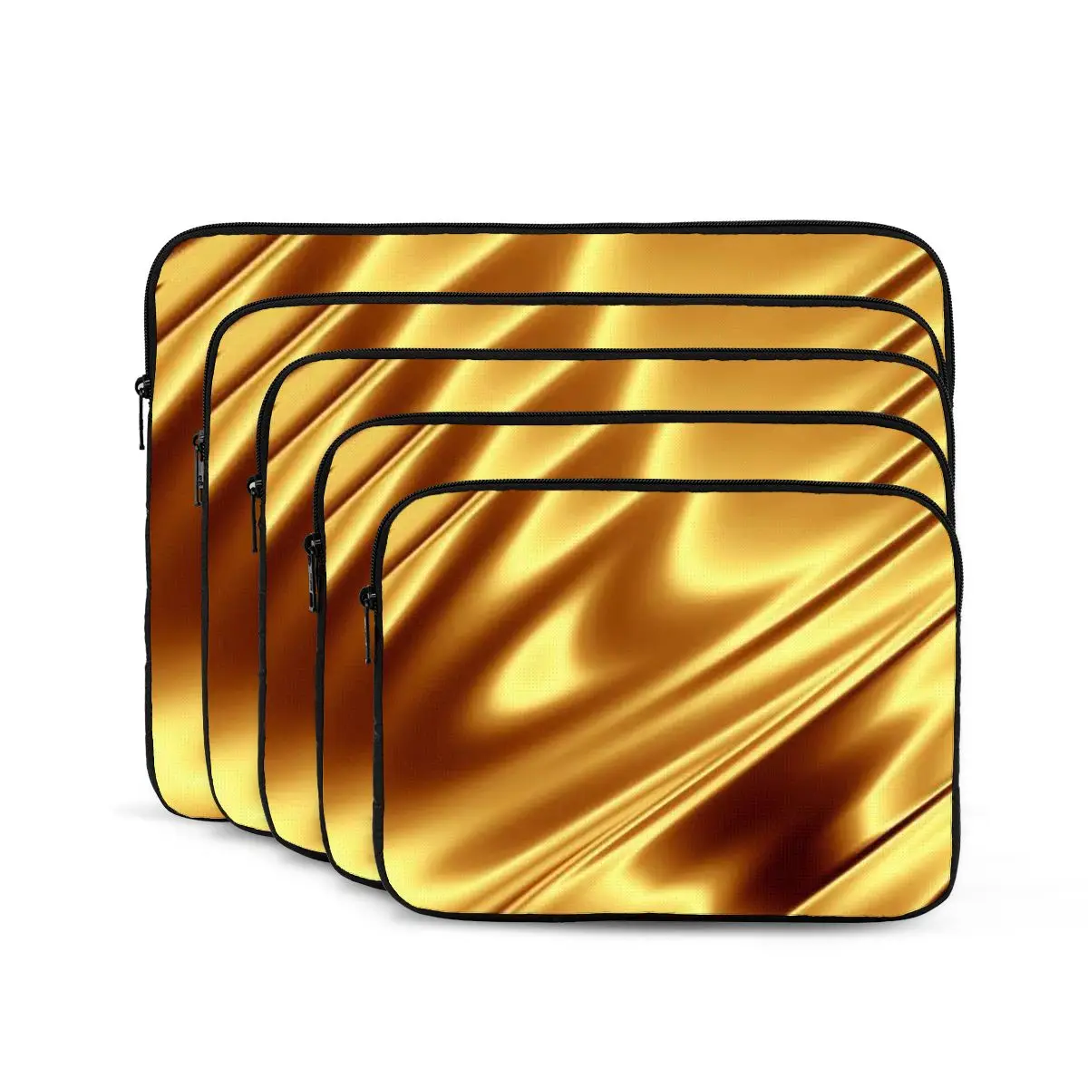 Golden Fabric Geometric Wave Pattern Notebook Laptop Bag Case Pouch For Macbook Air Pro Tablet Shockproof Case Bag