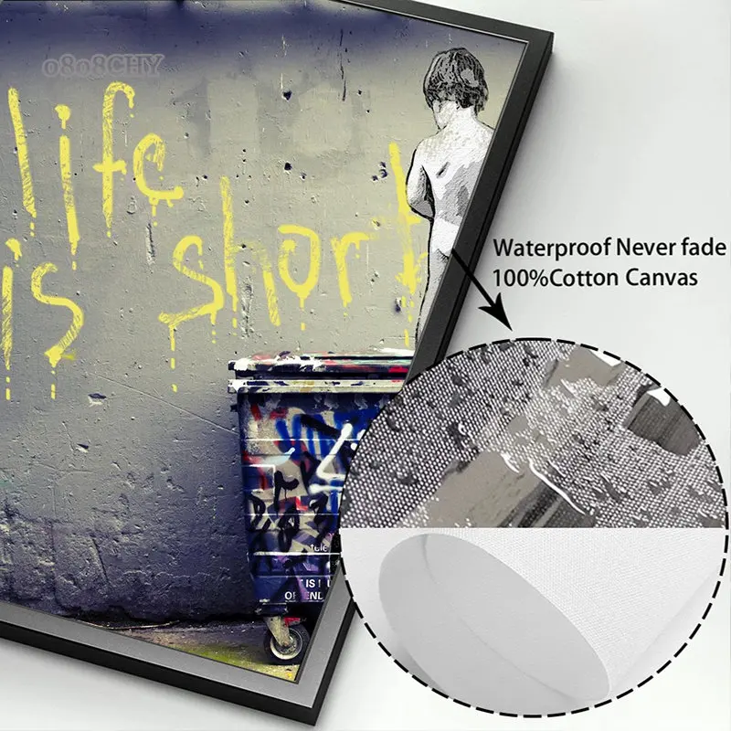 Abstract Banksy Life Is Short ,chill The Out Street Art Canvas Painting Funny Monkey Graffiti Poster Wall Art Picture Home Decor