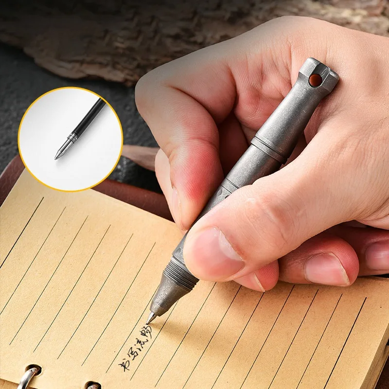 Titanium Alloy Keychain Pen Portable School Business Office Signature Writing Ballpen Men Women Gift Break Windows EDC Tools